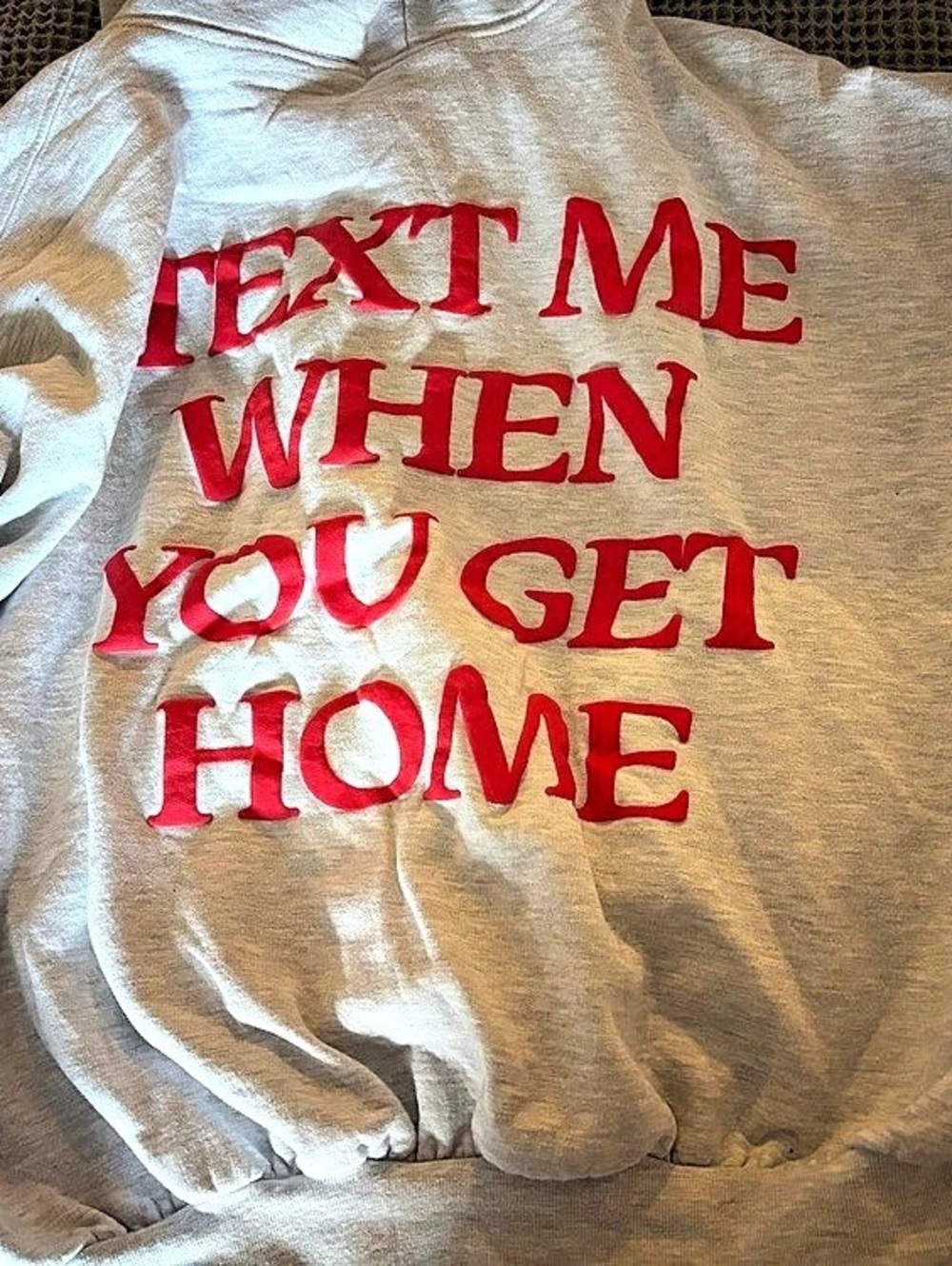Lonely Ghost Text Me When You Get Home Hoodie Gray & Red XL